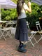 LINENNE品牌自訂款－cargo pin tuck low skirt (charcoal)：SML