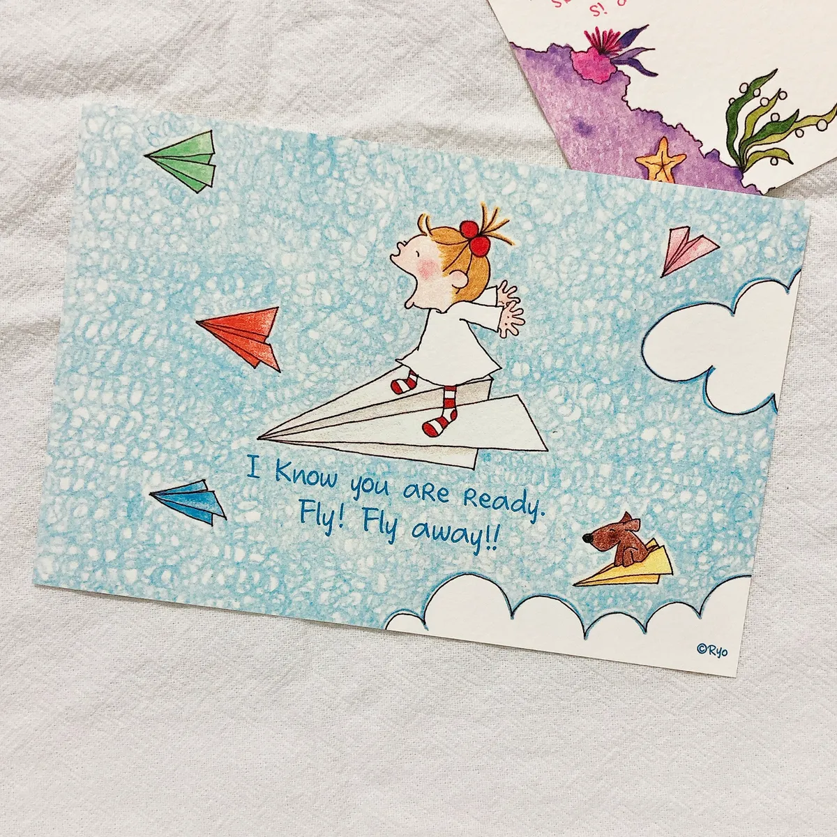 Coco And Wondrous Gang 紙飛機旅行溫馨小語明信片