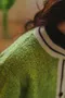 青蘋綠ＱＱ混色條紋針織外套