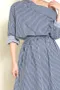 直紋斜肩釦造型洋裝(Blue) One Shoulder Stripe Shirt Dress