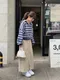 LINENNE－bio cargo skirt (beige)：斜紋口袋工裝長裙