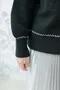 重工珍珠串珠 金屬釦上衣外套＿（2色:黑）