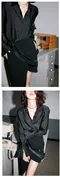 PP89性感又神秘～暗黑銀色鈕扣緞帶裝飾不規則半裙