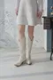 純色素面 Ｖ型及膝長靴＿（2色:米白）（35~39）
