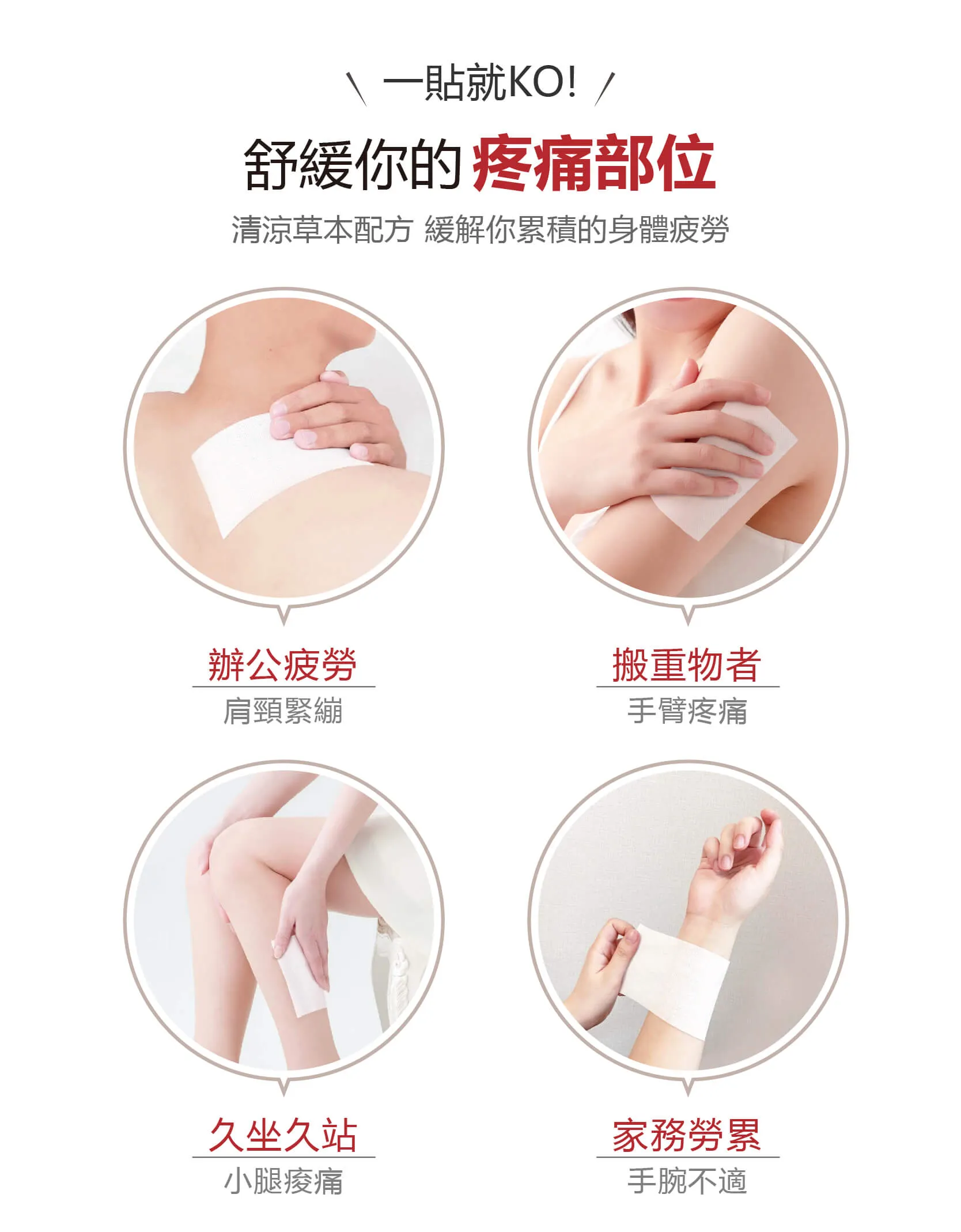 金牌金門一條貼布舒緩痠痛部位