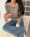 LINENNE－candy stripe knit (2color)