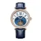 【RODGER PARKER】行星系列-鑲真鑽牛皮錶帶機械腕錶-白藍