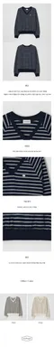 ourhope－V-neck Stripe Cotton Sweatshirt