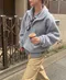 LINENNE－cloud string fleece (gray)：毛絨鈕釦上衣/品牌自訂款