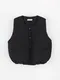 LINENNE－hoody 2way padding vest (black)：壓扣式連帽背心