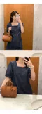 98doci made－方領短袖牛仔洋裝：2 color