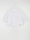 LINENNE －fairy crop half blouse (white) 7/29：短版綁帶泡泡袖襯衫