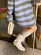 LINENNE－frill knee socks (3color)：彈性滾邊及膝襪