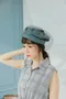 立體網紗裝飾 淺色丹寧貝蕾帽