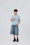 【26SS】韓國 排扣不對稱牛仔寬短褲(2色)