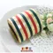 W173 鐵絲紅綠條紋金底緞帶 65mm  (W173 Dazzling Metallic Ribbon Gold 65mm )