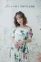盛開玫瑰花柄 一字領澎袖圓裙洋裝＿（Ｓ～ＸＬ）