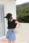 ✈韓國不規則鈕釦牛仔褲裙