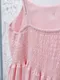 菱格直紋棉料 粉色細肩帶洋裝