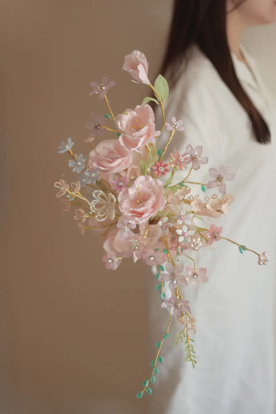 洋桔梗流線型珠寶捧花 手工花束prairie Gentian Bouquet