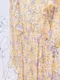 浪漫花卉 V領荷葉排釦細褶洋裝＿（2色：黃紫花）