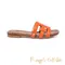 FERMEL 時尚皮革造型平底拖鞋-橘色