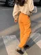 LINENNE－orange dyeing pants (orange)：洗舊橙色牛仔褲