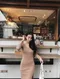 ✈手沖一杯咖啡的時間-韓國性感V領開叉長洋裝