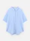 LINENNE品牌自訂款－milky half over shirt (soft blue/stripe)