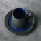 ｛夜幕星河｝寶藍結晶+曜黑雙釉 薄胎茶/咖啡杯盤組 (高款)