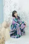 彩色幾何色塊 細摺寬袖洋裝＿（2色:綠）