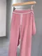PP07甜美又時尚的粉色垂感直筒西裝褲