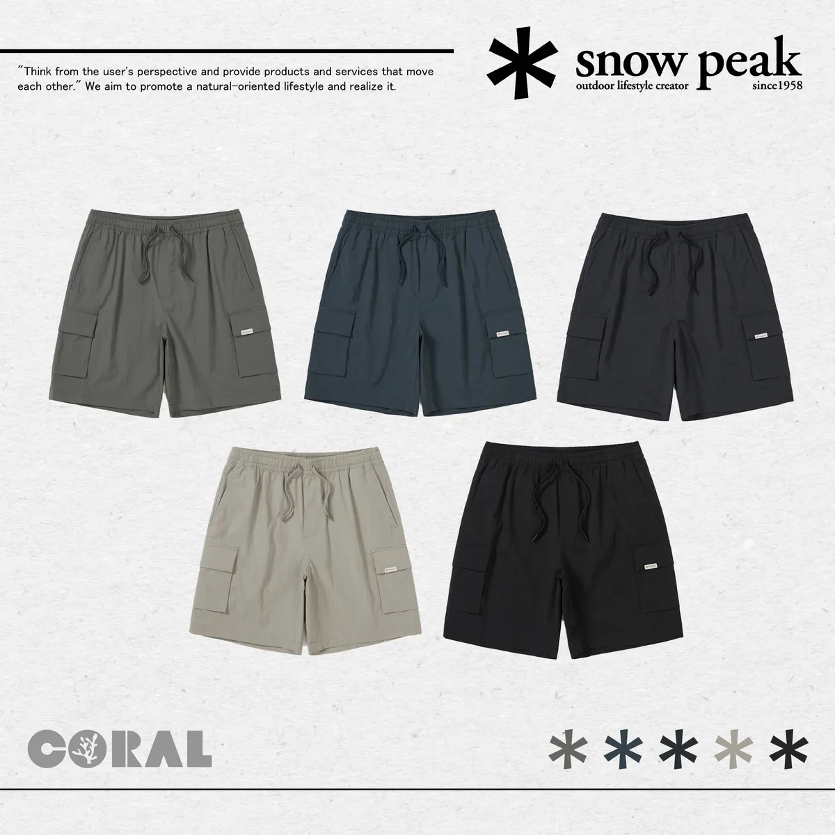 SNOWPEAK■(W)Root Cargo Shorts■送料込 SNOW PEAK Root Cargo Shorts Root 抽繩工裝短褲S25MURHP60