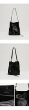 韓國設計師品牌Yeomim－farrier bucket bag (crinkle black) 裂紋黑色