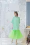 螢光裙襬 異素材拼接洋裝＿(2色:綠）