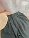 蕾絲修邊綠色寬褲（現貨90-130)