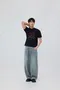 【26SS】韓國 雙材質拼接抽繩牛仔長褲(2色)