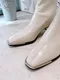 金屬方型楦頭 俐落漆皮短靴_(2色:白)（35~40）