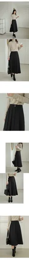 98doci made－OAT/Point Half Pleats Skirt 黑色長裙