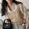 LINENNE－peanut knit vest (beige)：麻花針織吊帶背心