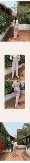 SALE／Slowand made－夏日moment雙針褶直筒長褲：紫色XS/L加長版本
