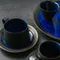 ｛夜幕星河｝寶藍結晶+曜黑雙釉 薄胎茶/咖啡杯盤組 (矮款)