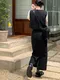 LINENNE －classic linen set up (black)：亞麻混紡無袖上衣/黑色長裙