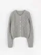 LINENNE－grandma cable cardigan (gray)：羊毛混紡毛衣外套