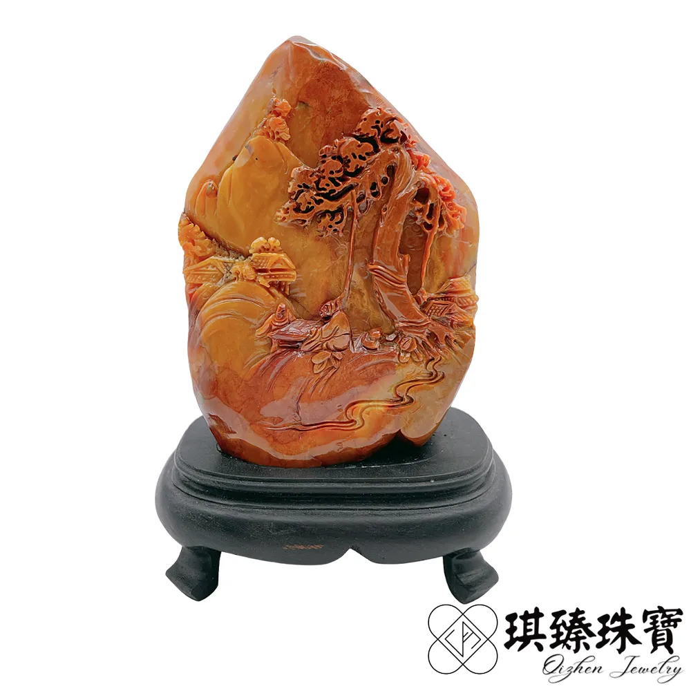 天然寮國壽山老撾石相聚-開運擺件(福利品-開運招財山水擺件-附贈外盒)