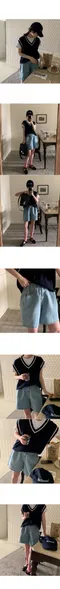 A little b－ mm button denim shorts (2colors)：鈕扣牛仔短褲