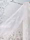 白色燒花繫帶 法式排釦拋袖洋裝_附內裏