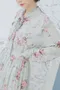 2件SET！花束繫帶雪紡襯衫+雙層細褶裙（5色：綠）