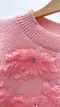 粉嫩蕾絲毛線花 鬆軟針織毛衣