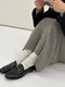 LINENNE－simply golji knit one piece (gray)：豎紋編織柔軟洋裝！
